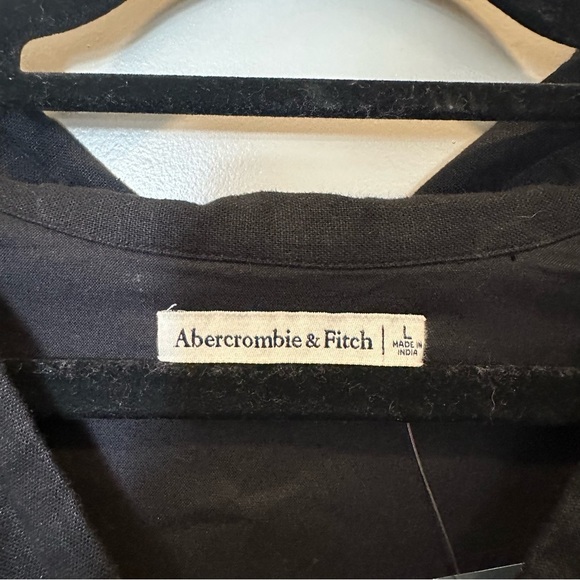 NWT Abercrombie & Fitch Linen Cut Out Wrap Dress Black Size Large - Picture 6 of 7